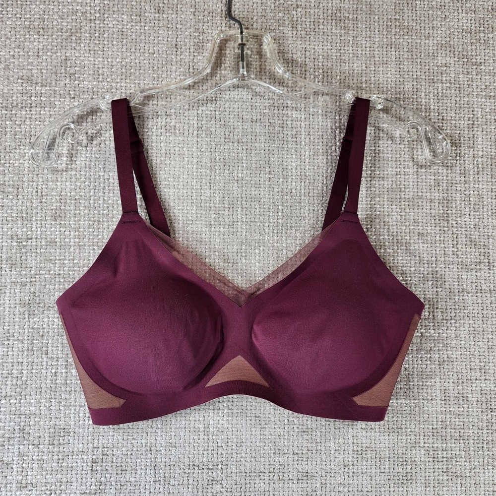 HoneyLove Crossover Bra Womens S Burgundy Wireless Removable Pads Full Coverage